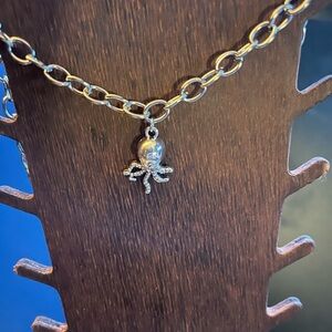 Sterling Silver Octopus Charm Necklace - Silver